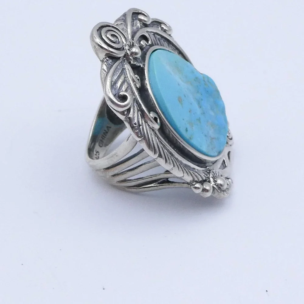Sleeping Beauty Turquoise Southwest Sterling Silver Large 1.5